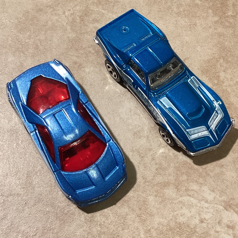 Mattel Hot Wheels Two Blue Cars